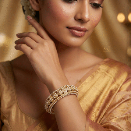 Designer Pearl Gold Bangles for Women | Elegant Ethnic Jewellery