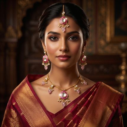 Champagne Gold Layered Necklace & Pendant Set | Luxury Party Jewellery