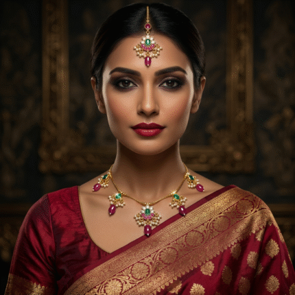 Deep Purple Layered Necklace & Pendant Set | Luxury Bridal Jewellery